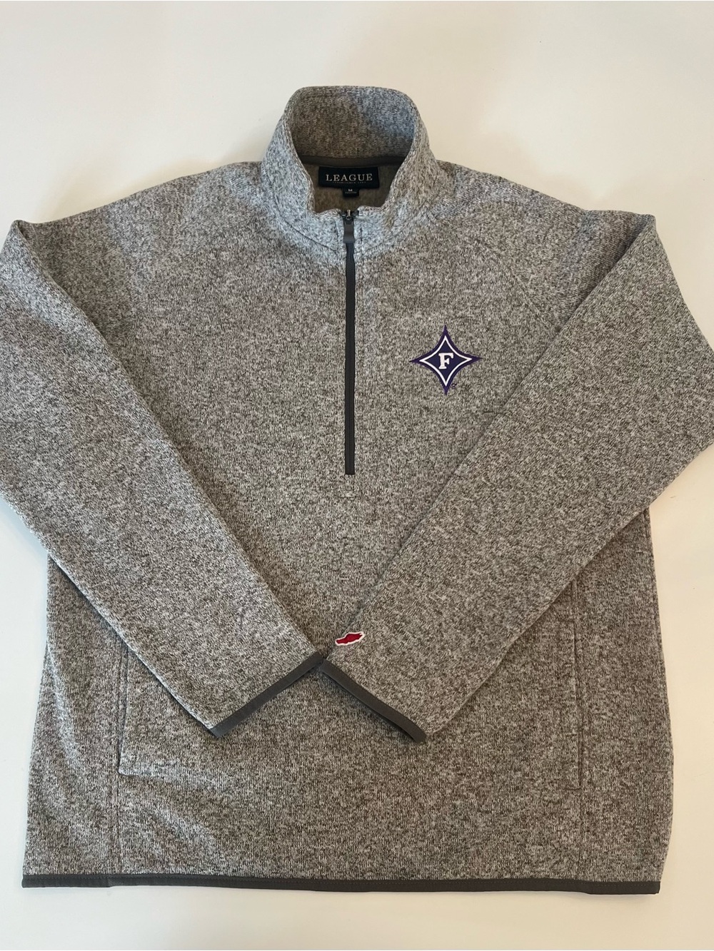 League Gray Heather Quarter-Zip Pullover with Purple Logo